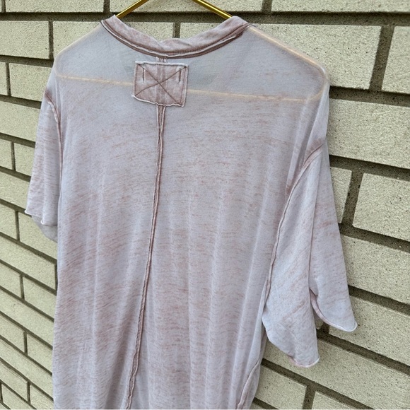 We The Free People Vella Tee Shirt Silver Lining Light Pink Sheer - Picture 8 of 9